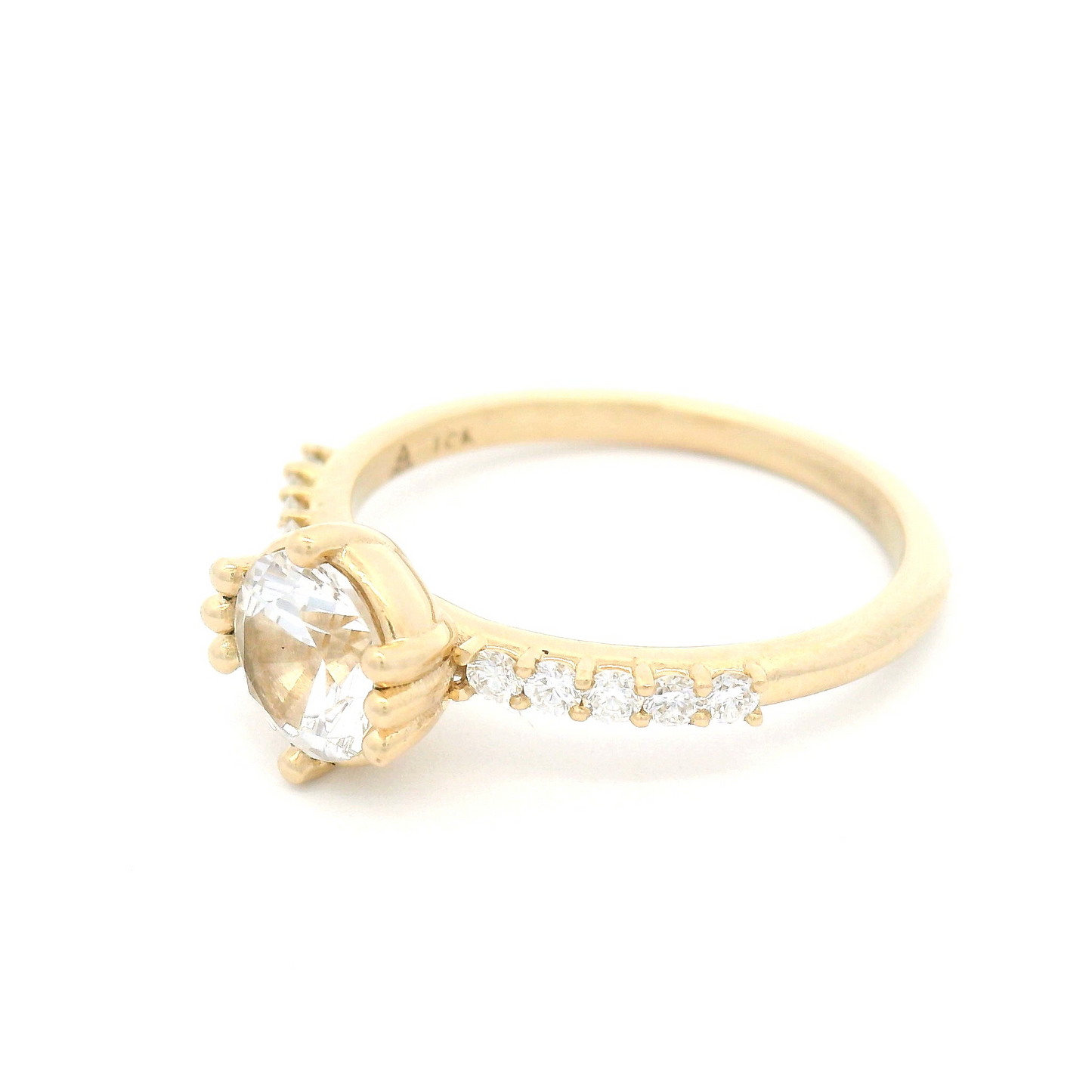 10k Yellow Engagement Ring with 1.2ct Lab-Grown White Sapphire and Accent Lab Diamonds