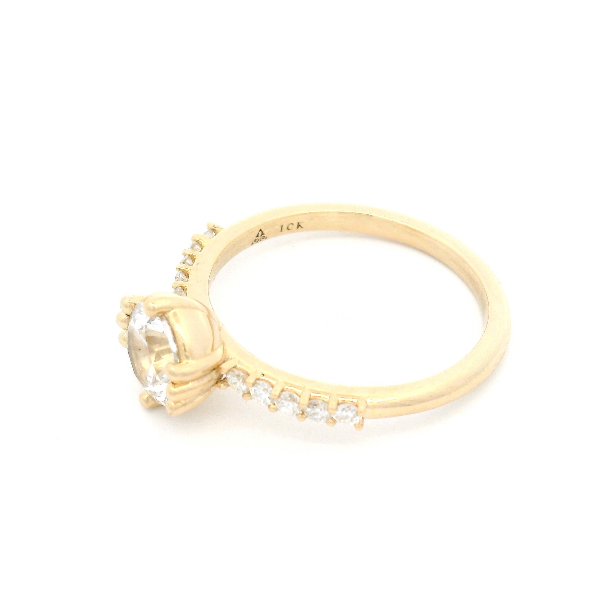 10k Yellow Engagement Ring with 1.2ct Lab-Grown White Sapphire and Accent Lab Diamonds