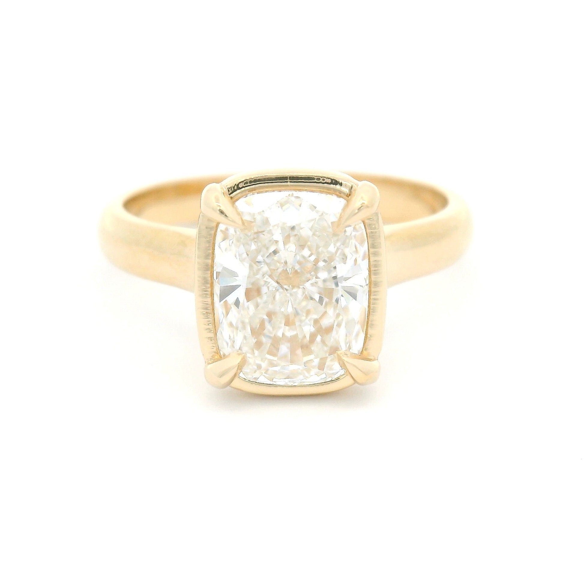 14k Yellow Solitaire with 2.09ct Lab-Grown Cushion-Cut Diamond