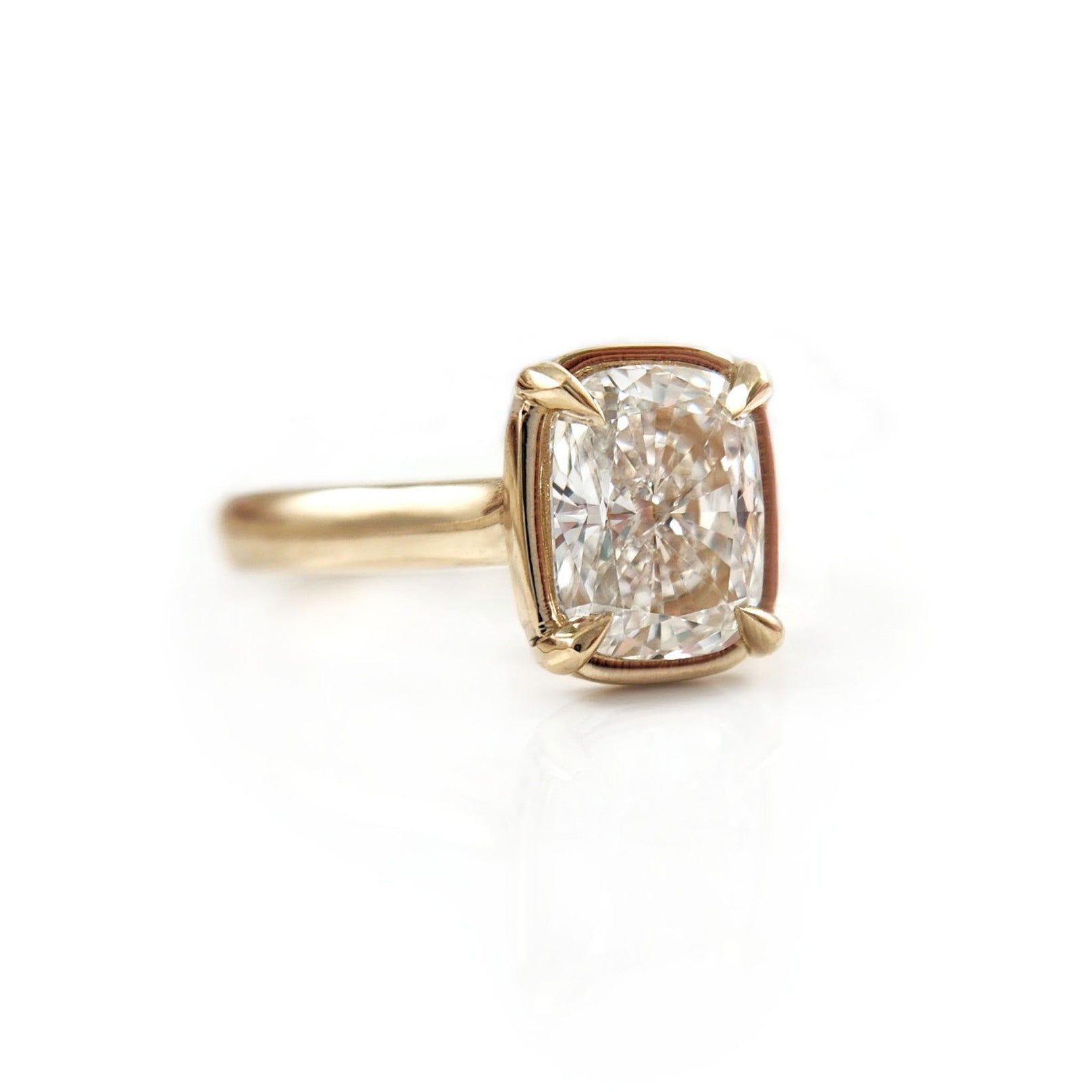14k Yellow Solitaire with 2.09ct Lab-Grown Cushion-Cut Diamond