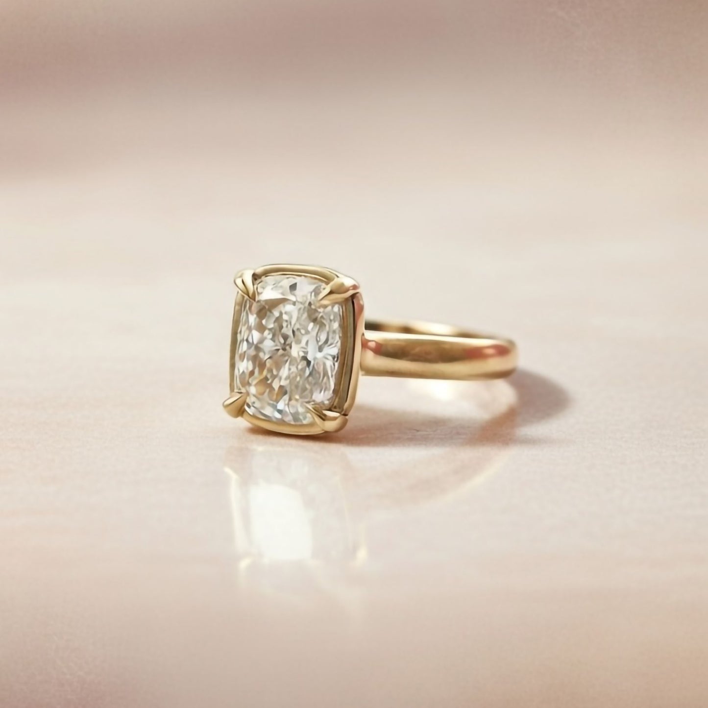 14k Yellow Solitaire with 2.09ct Lab-Grown Cushion-Cut Diamond