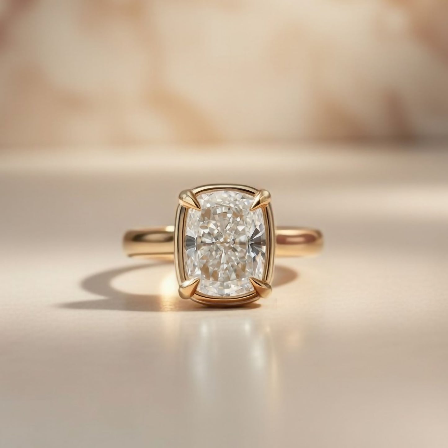 14k Yellow Solitaire with 2.09ct Lab-Grown Cushion-Cut Diamond