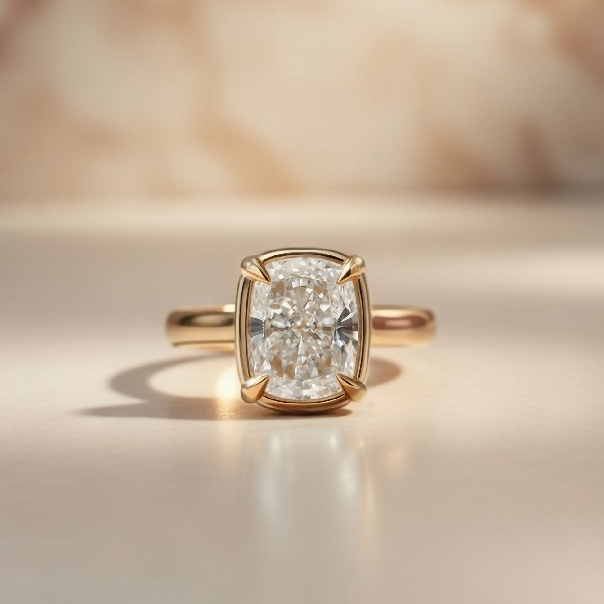 14k Yellow Solitaire with 2.09ct Lab-Grown Cushion-Cut Diamond