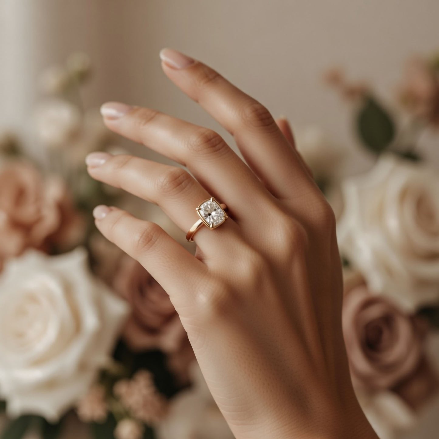 14k Yellow Solitaire with 2.09ct Lab-Grown Cushion-Cut Diamond