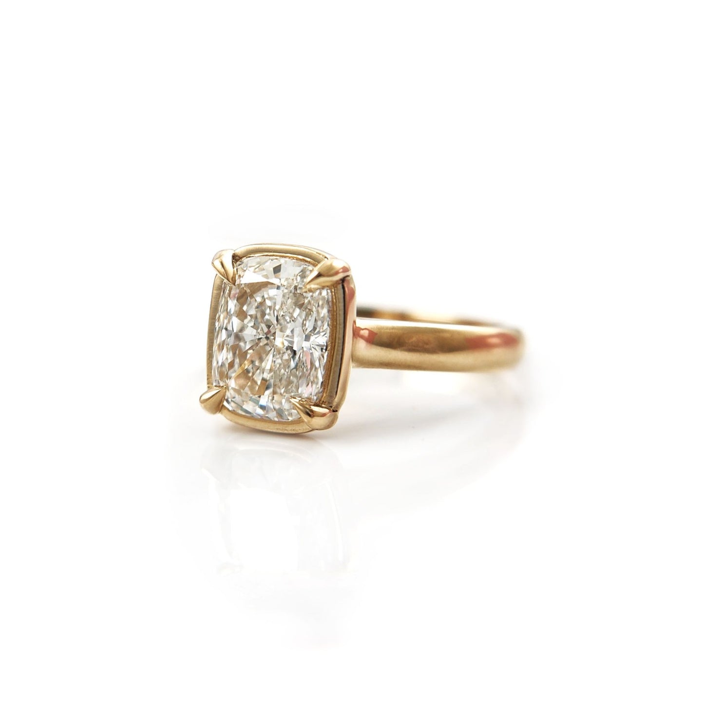 14k Yellow Solitaire with 2.09ct Lab-Grown Cushion-Cut Diamond