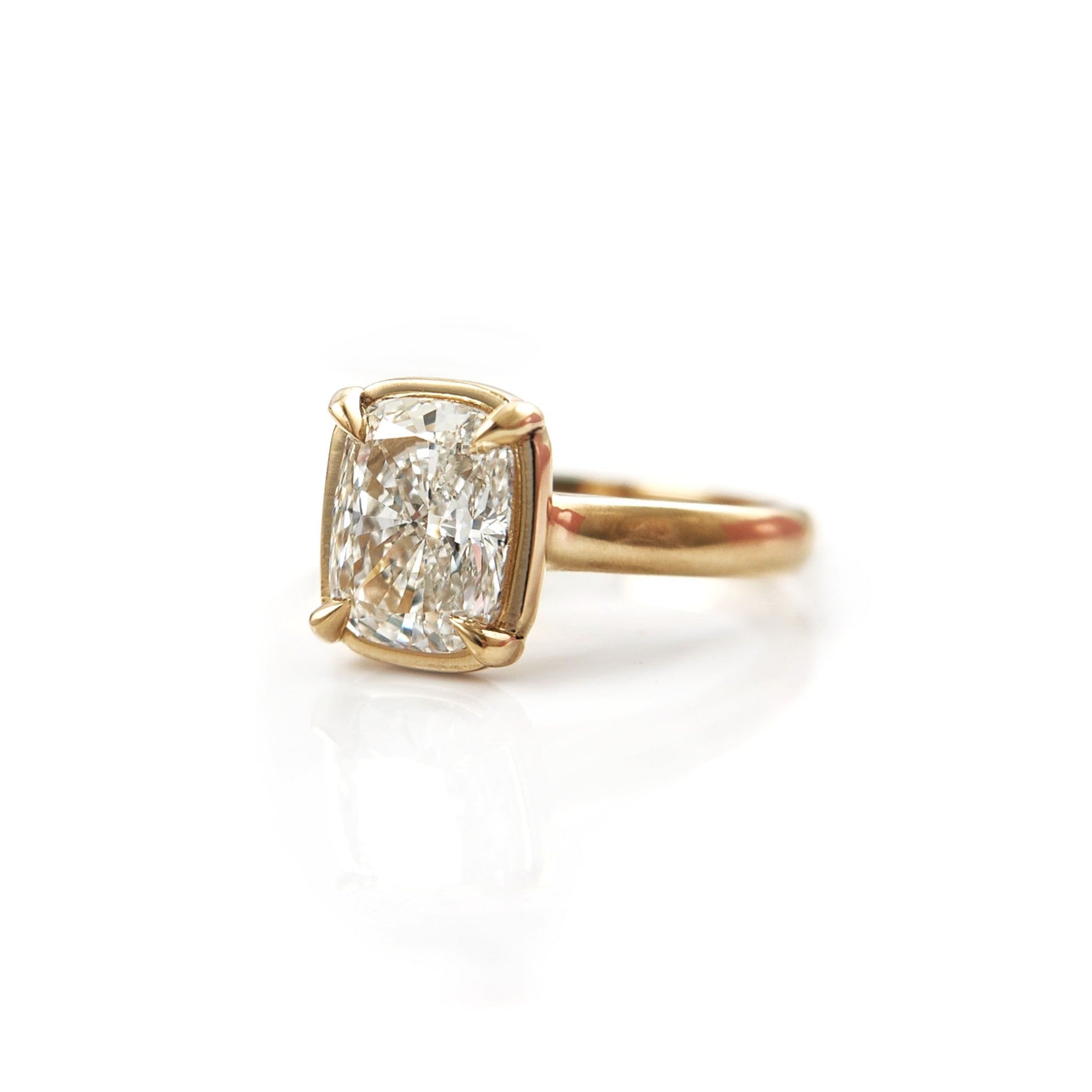 14k Yellow Solitaire with 2.09ct Lab-Grown Cushion-Cut Diamond