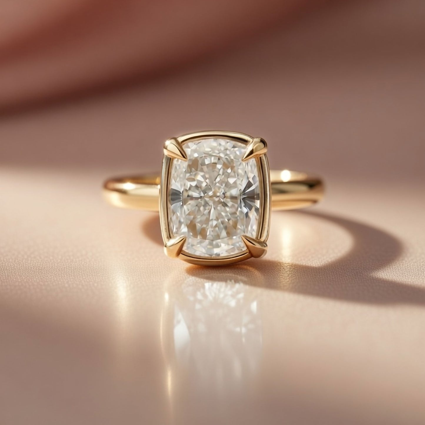 14k Yellow Solitaire with 2.09ct Lab-Grown Cushion-Cut Diamond