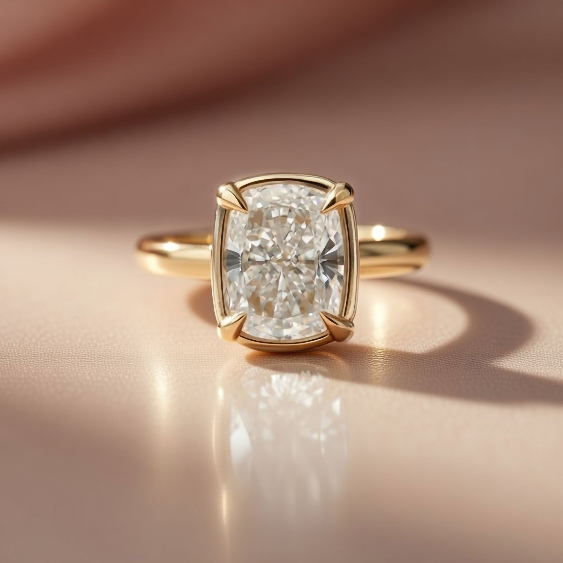 14k Yellow Solitaire with 2.09ct Lab-Grown Cushion-Cut Diamond