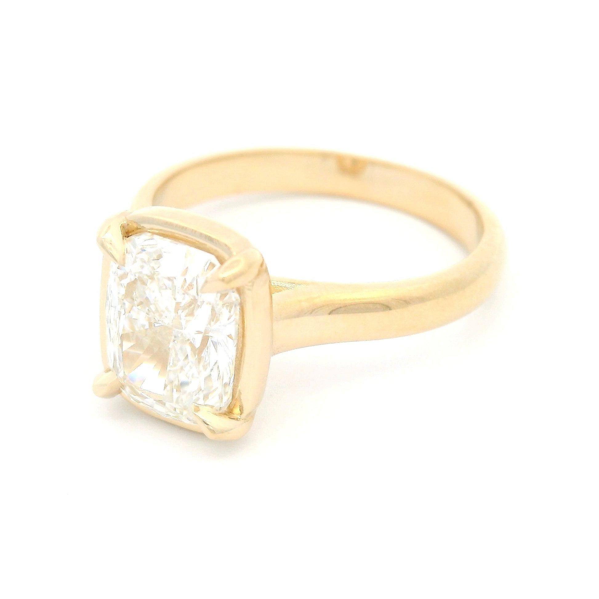 14k Yellow Solitaire with 2.09ct Lab-Grown Cushion-Cut Diamond