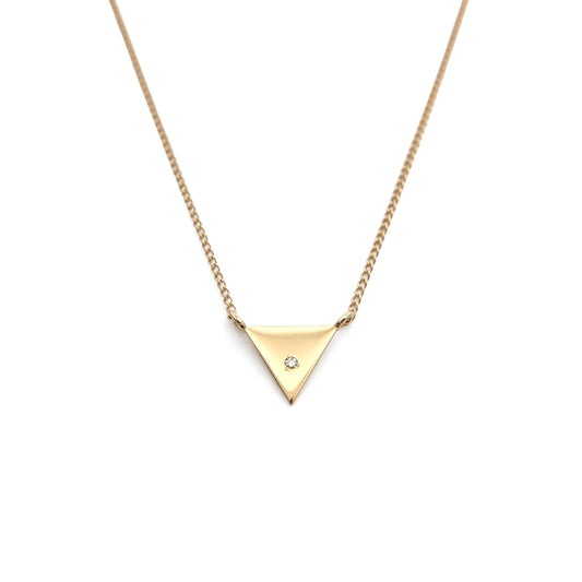 10k Yellow Gold Diamond Triangle Necklace