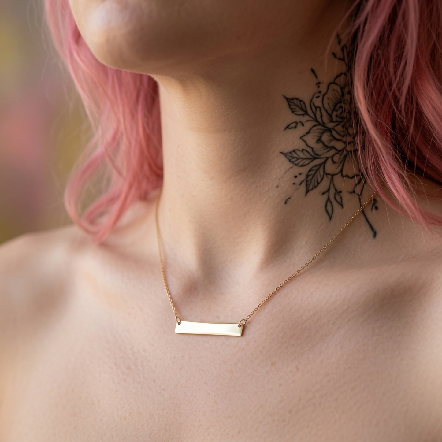 10k Yellow Gold Bar Necklace
