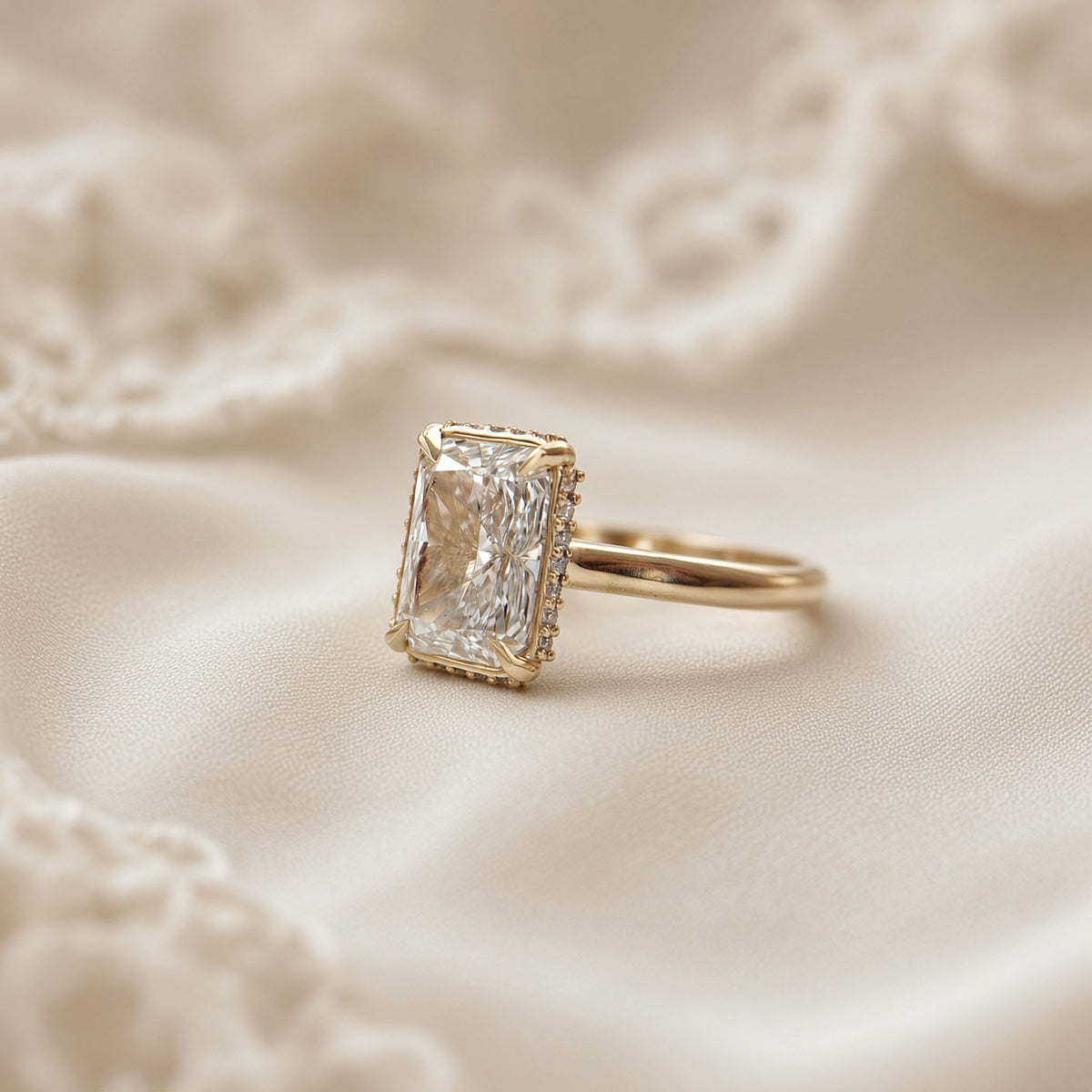 2.09ct Radiant Lab-Diamond with Hidden Halo