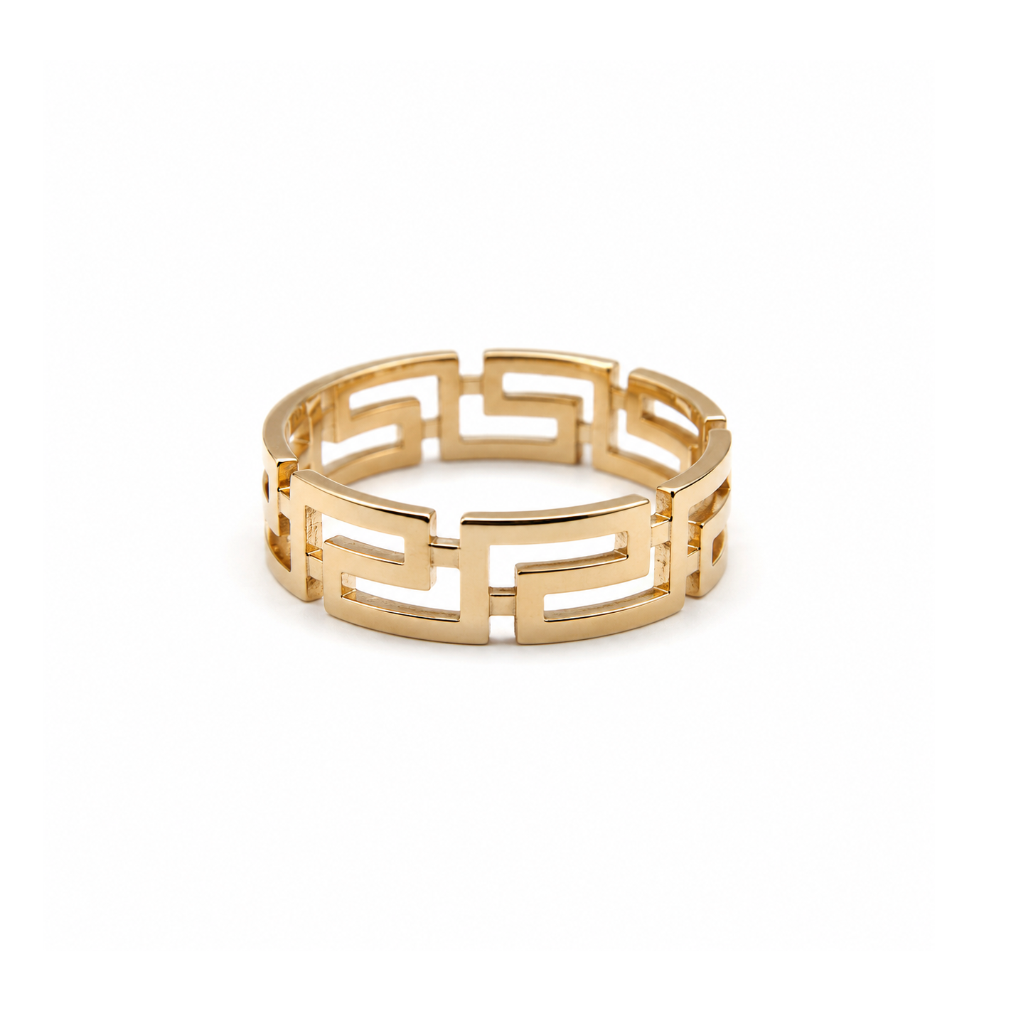 Meander Greek Pattern Brass Ring