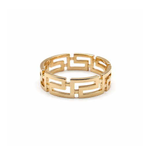 Meander Greek Pattern Brass Ring