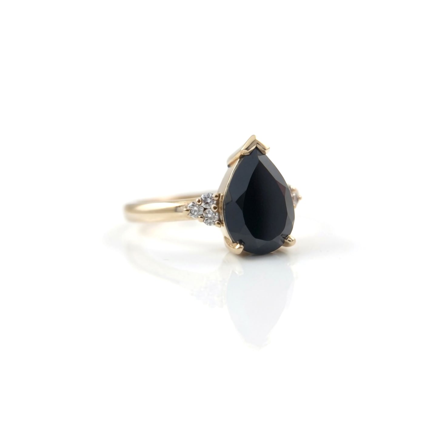 10k Yellow Gold Black Spinel Engagement Ring
