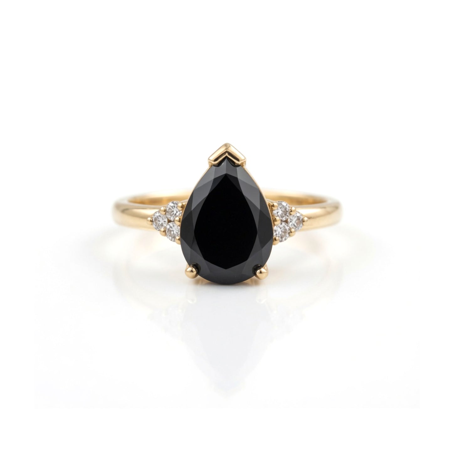 10k Yellow Gold Black Spinel Engagement Ring