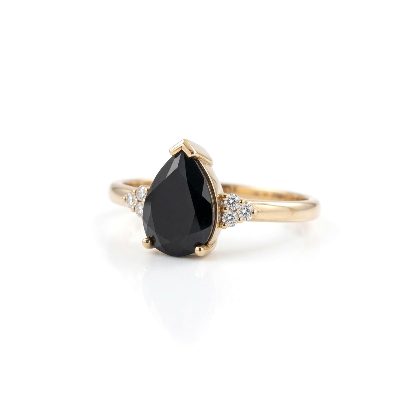 10k Yellow Gold Black Spinel Engagement Ring