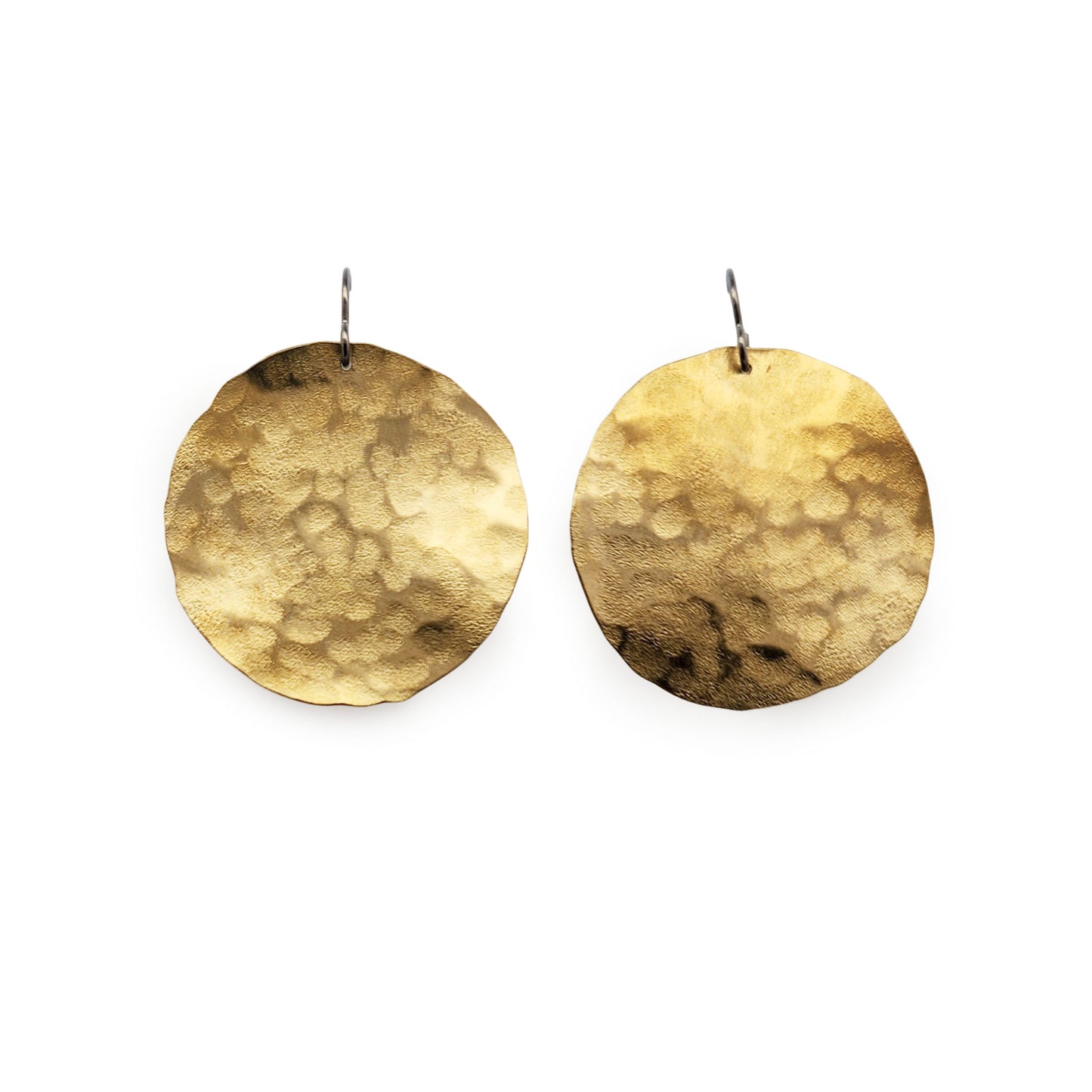Hammered Brass Disc Earrings