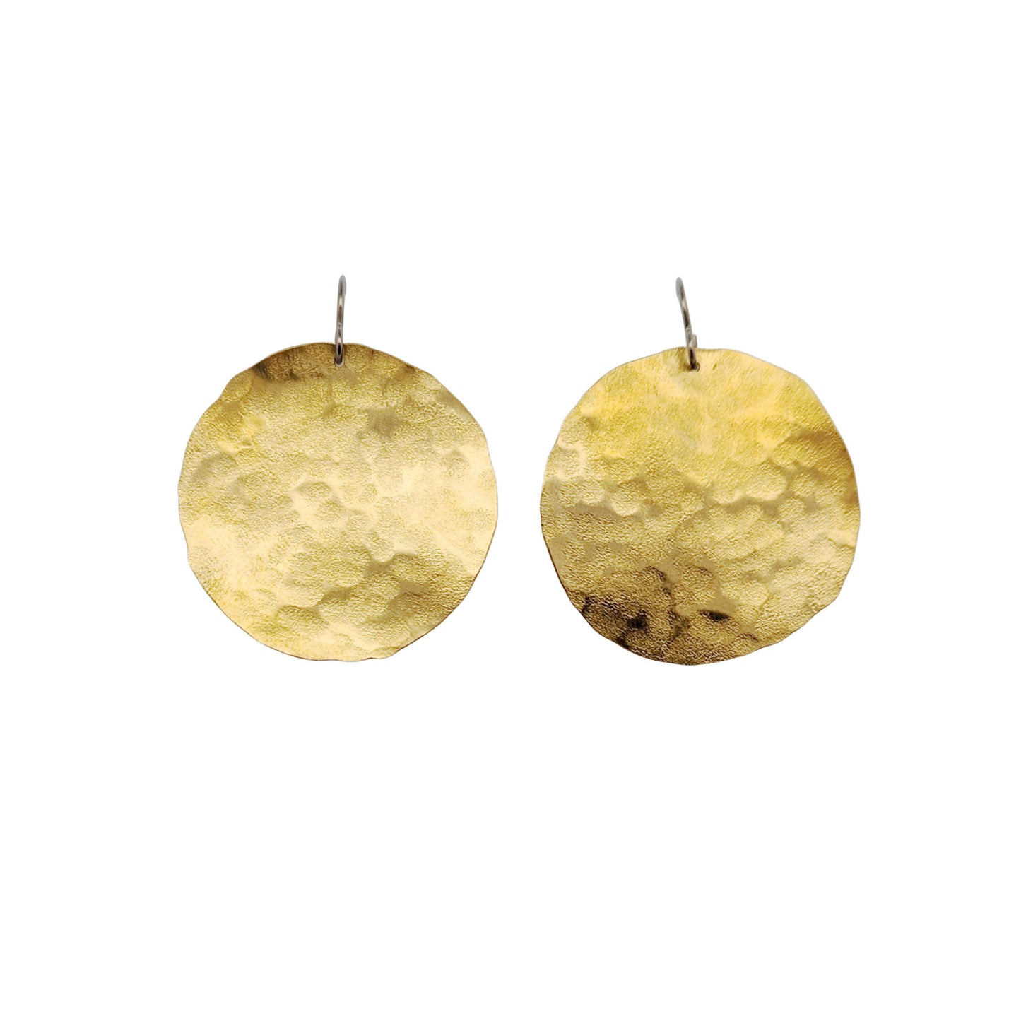 Hammered Brass Disc Earrings