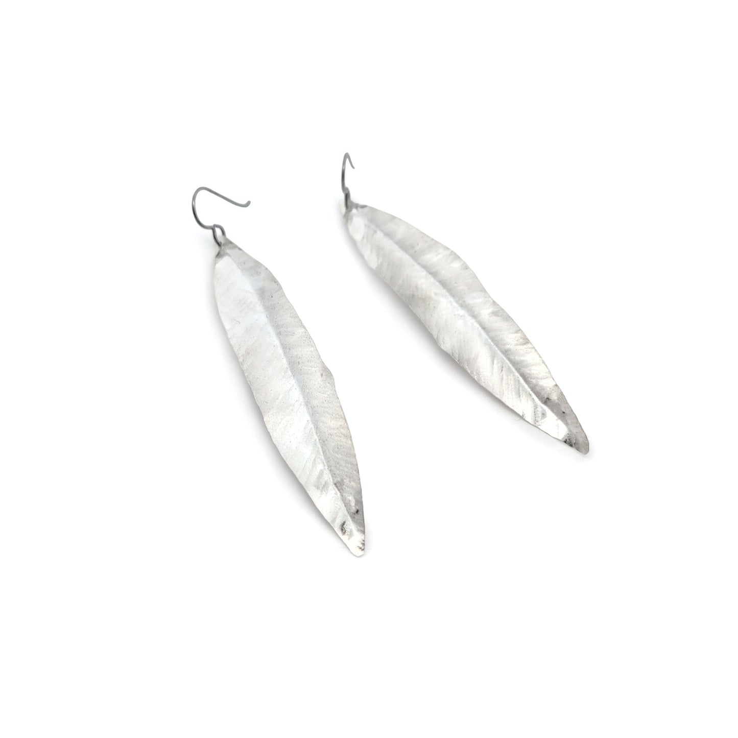 Sculptural Silver Leaf Earrings
