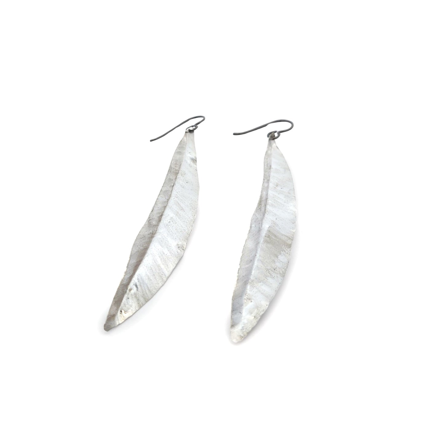Sculptural Silver Leaf Earrings
