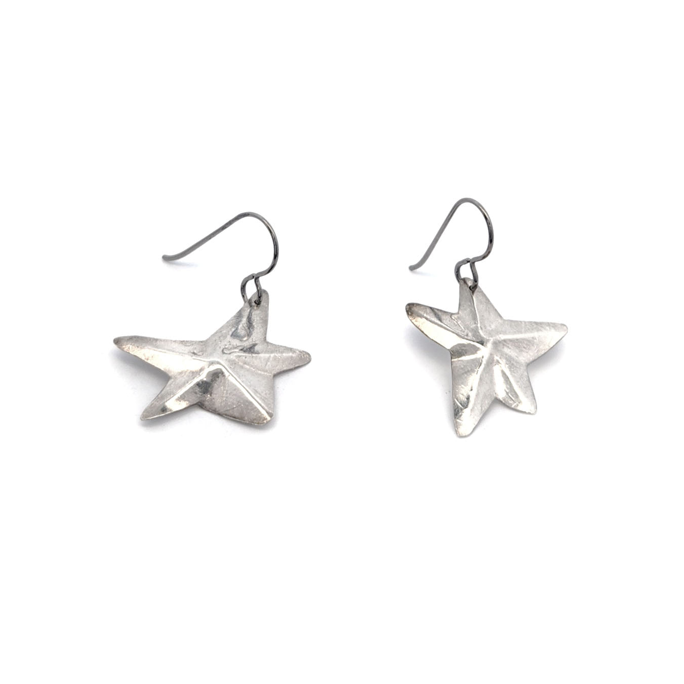 Sculptural Silver Star Earrings