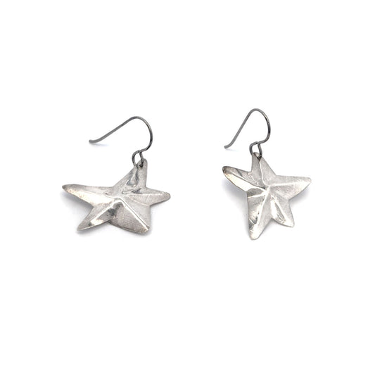 Sculptural Silver Star Earrings