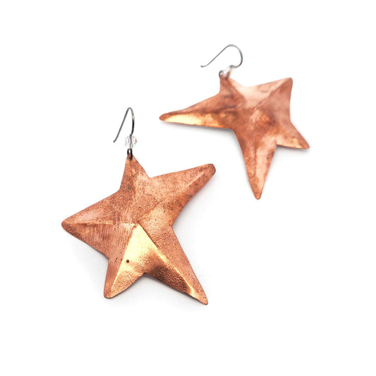 Sculptural Copper Star Earrings