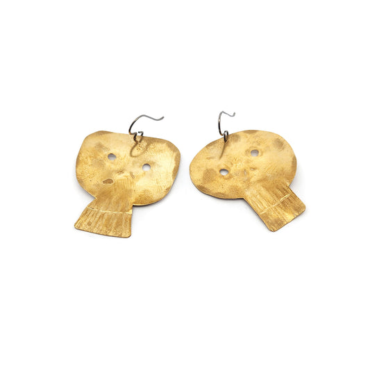Organic Brass Skull Drop Earrings
