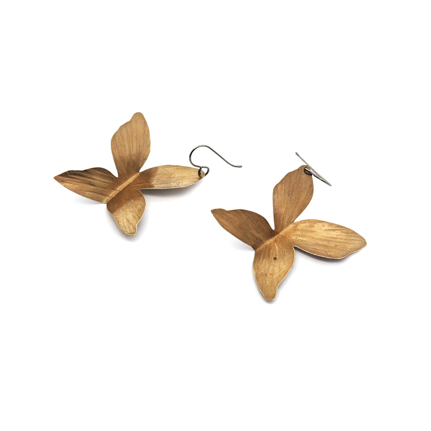 Brass Butterfly Drop Earrings