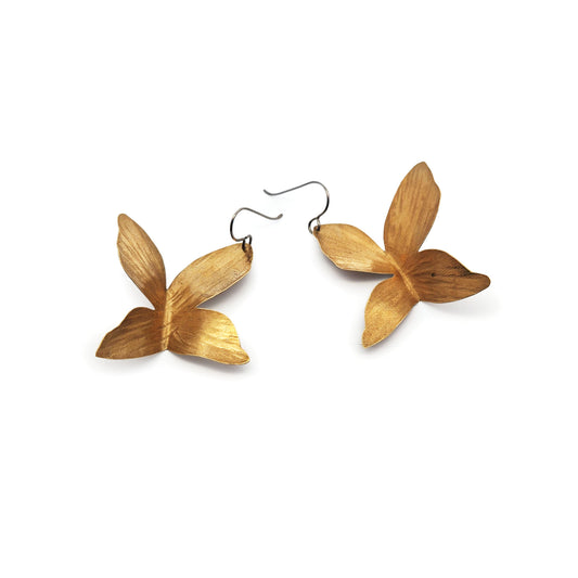 Brass Butterfly Drop Earrings