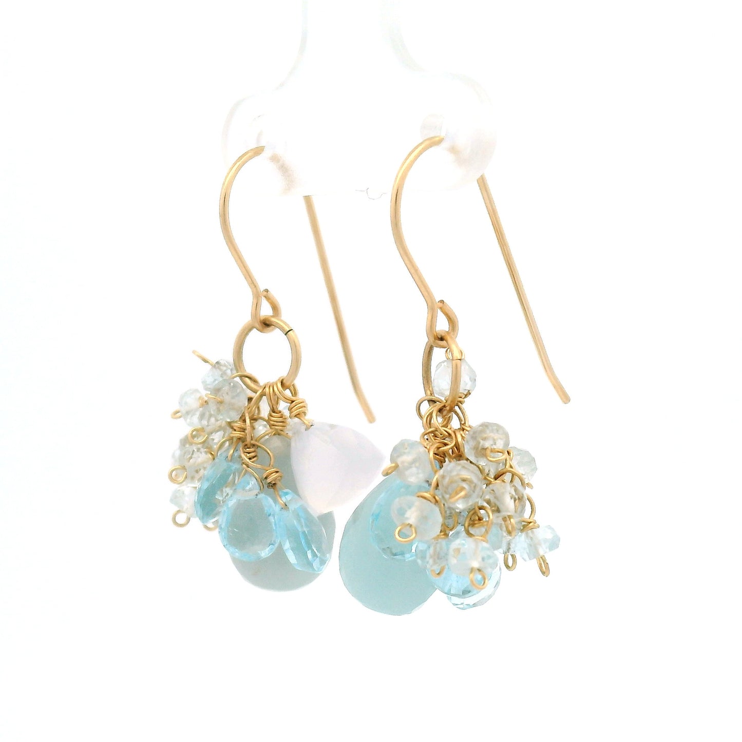 Aquamarine, Blue Chalcedony Hook Earrings