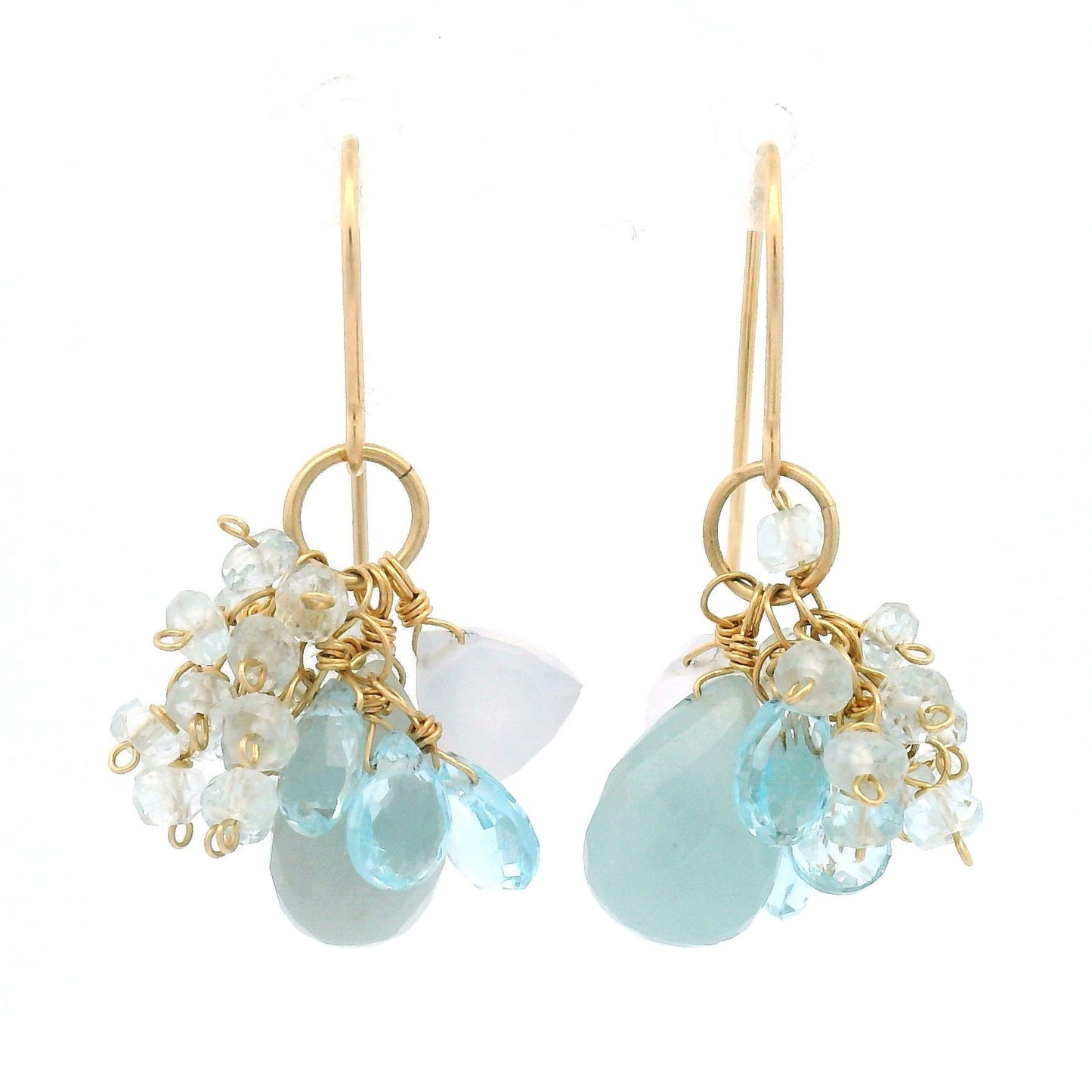 Aquamarine, Blue Chalcedony Hook Earrings