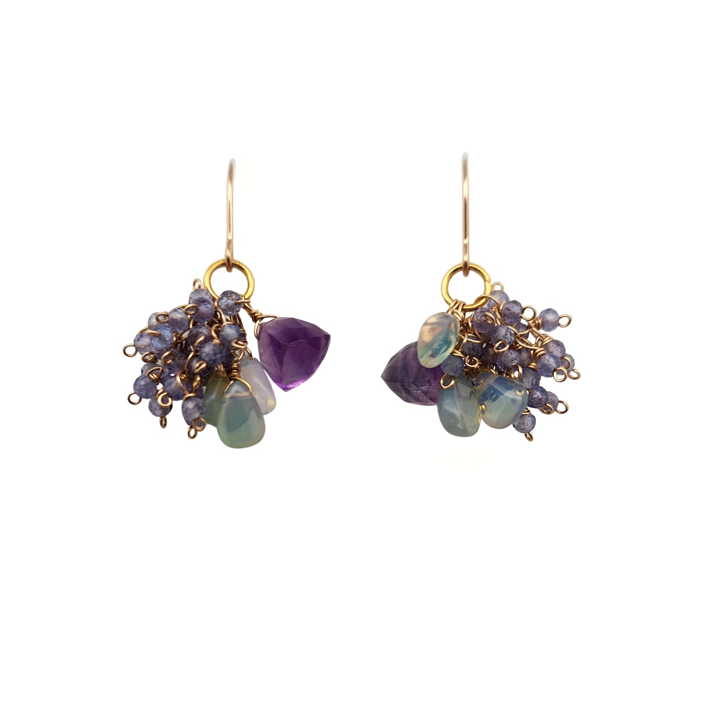 Opal, Tanzanite & Amethyst Cluster Earrings