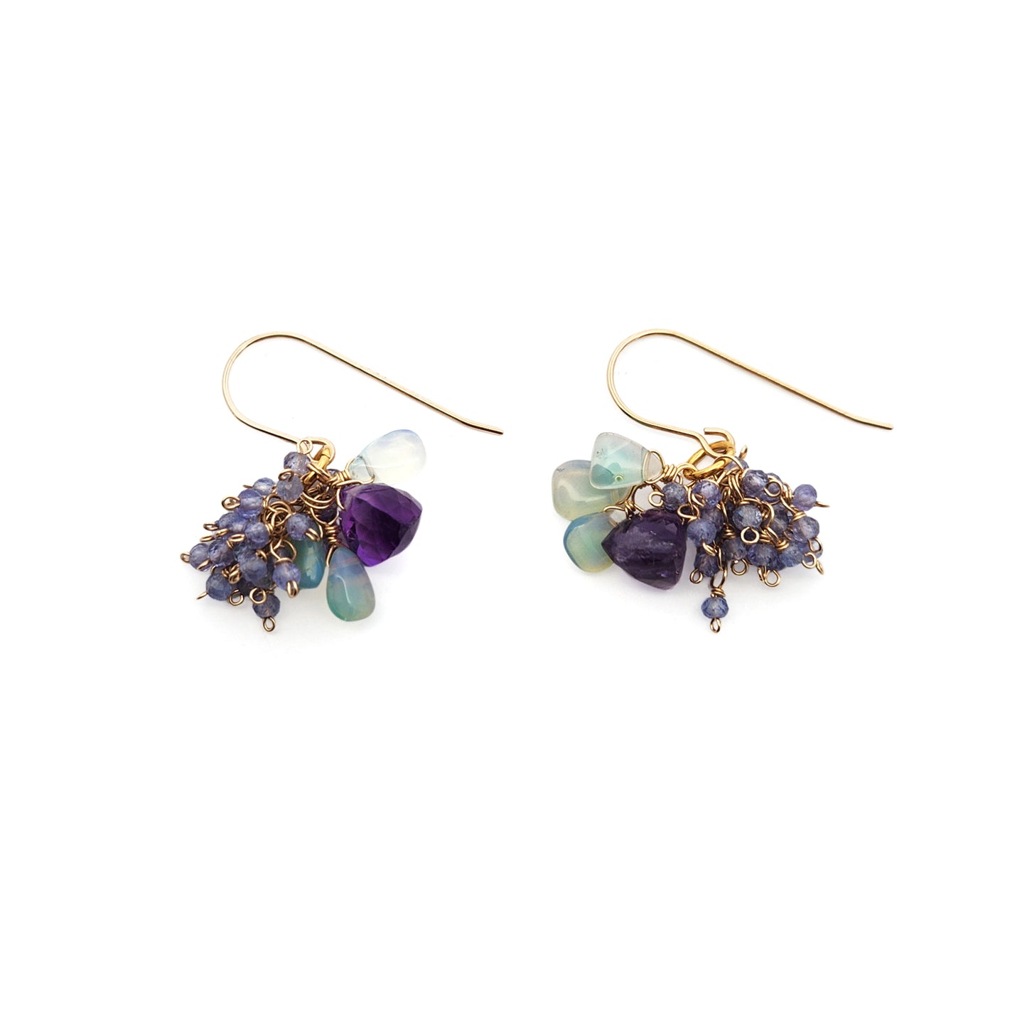 Opal, Tanzanite & Amethyst Cluster Earrings