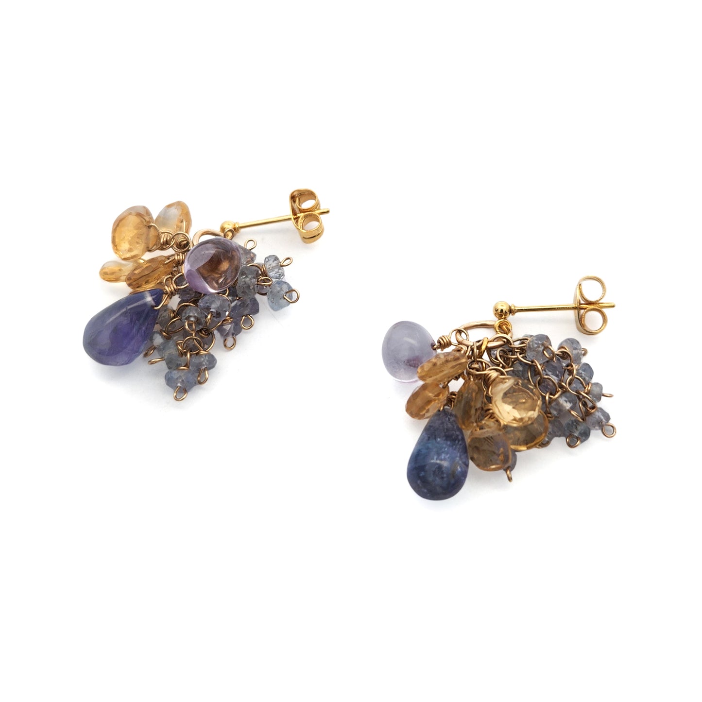 Tanzanite, Citrine, Sapphire & Amethyst Cluster Earrings