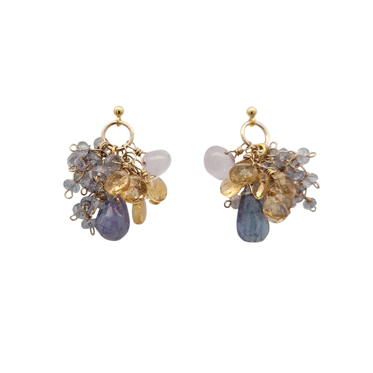 Tanzanite, Citrine, Sapphire & Amethyst Cluster Earrings