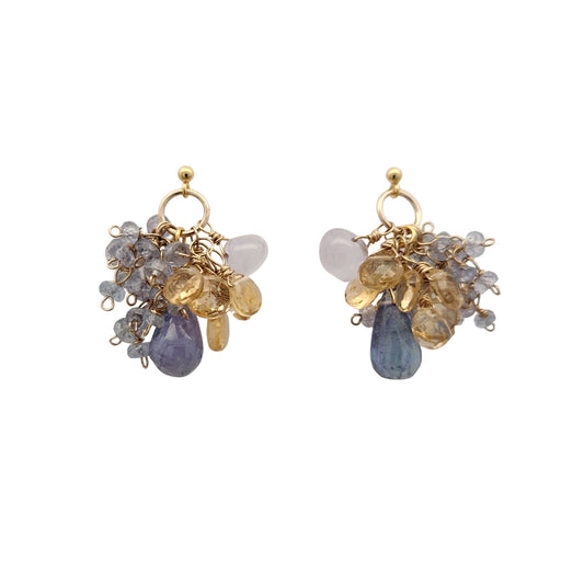 Tanzanite, Citrine, Sapphire & Amethyst Cluster Earrings