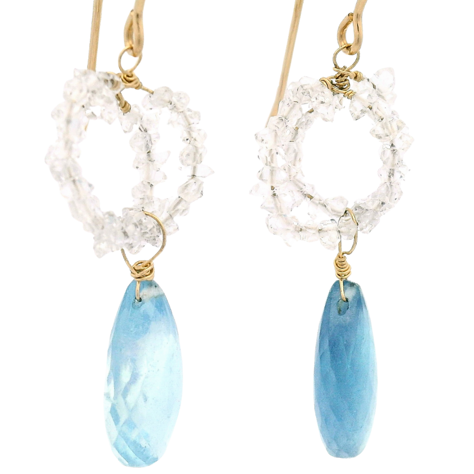 Aquamarine, Crystal Drop Earrings