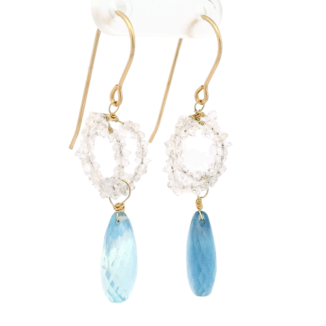 Aquamarine, Crystal Drop Earrings