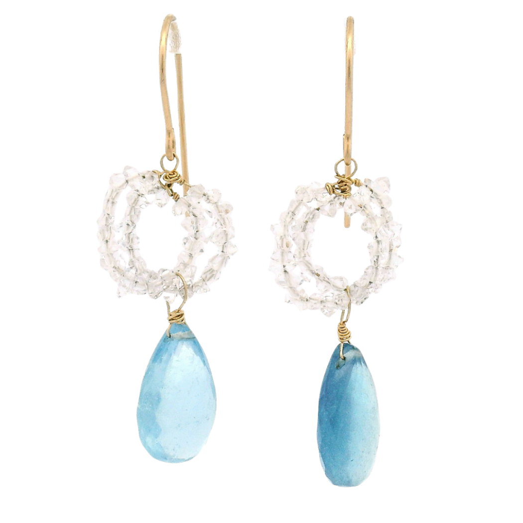 Aquamarine, Crystal Drop Earrings