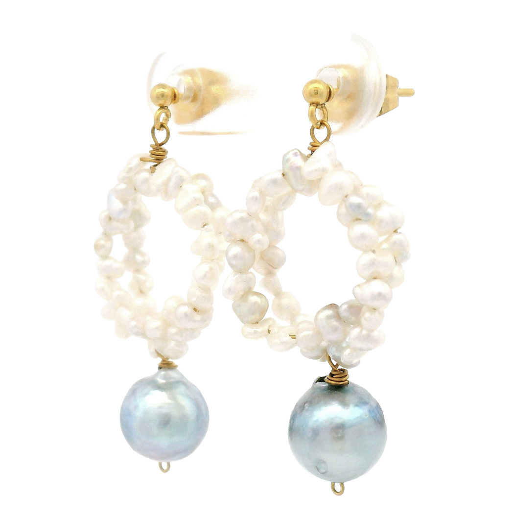Akoya Pearl Drop Stud Earrings