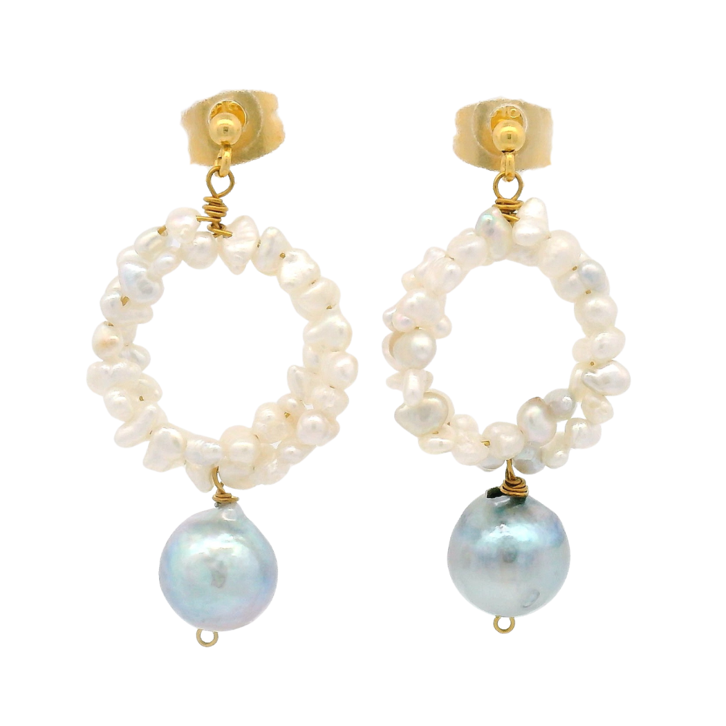 Akoya Pearl Drop Stud Earrings