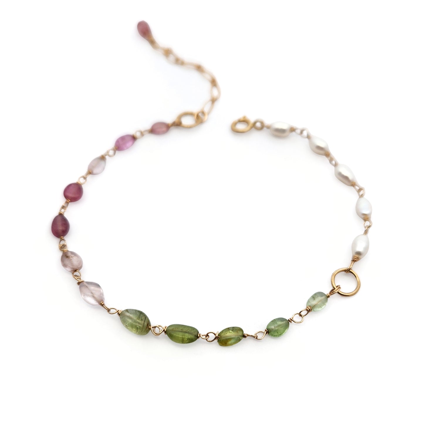 Tourmaline & Pearl Beaded Chain Bracelet