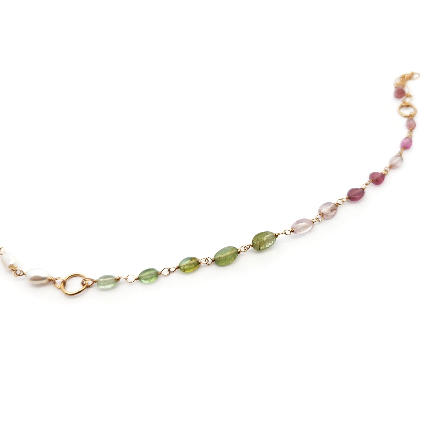 Tourmaline & Pearl Beaded Chain Bracelet