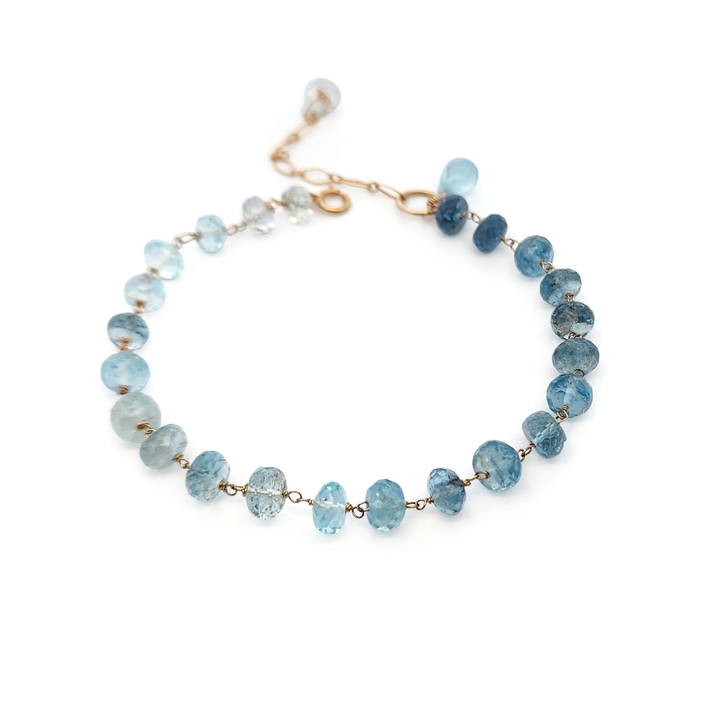 Faceted Aquamarine Beaded Bracelet
