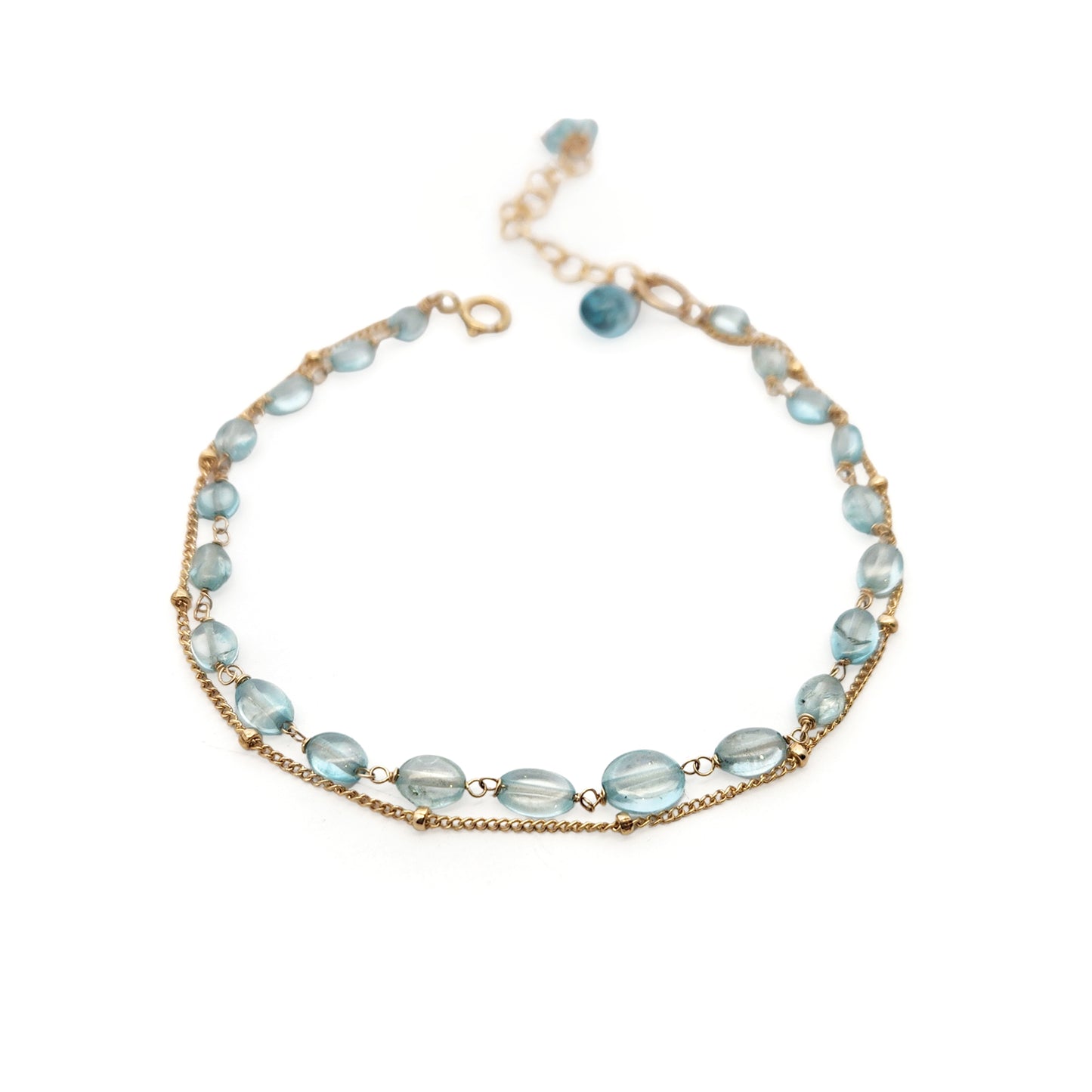 Blue Zircon Beads & Chain Bracelet