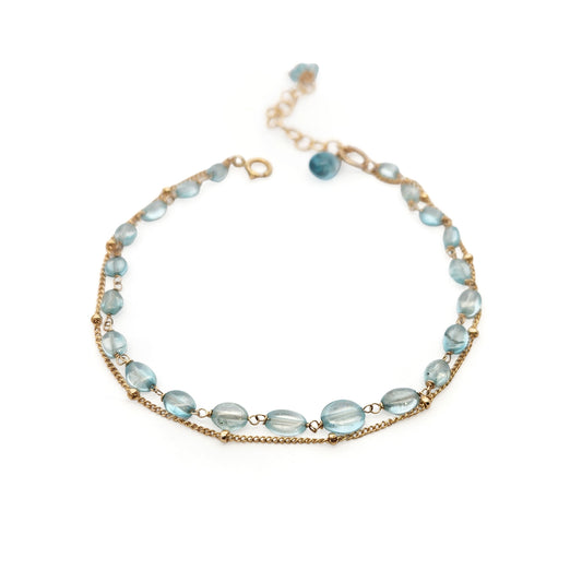 Blue Zircon Beads & Chain Bracelet