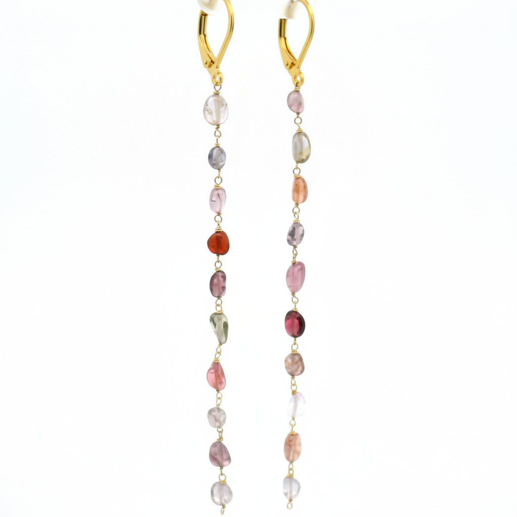 Spinel Long Drop Earrings