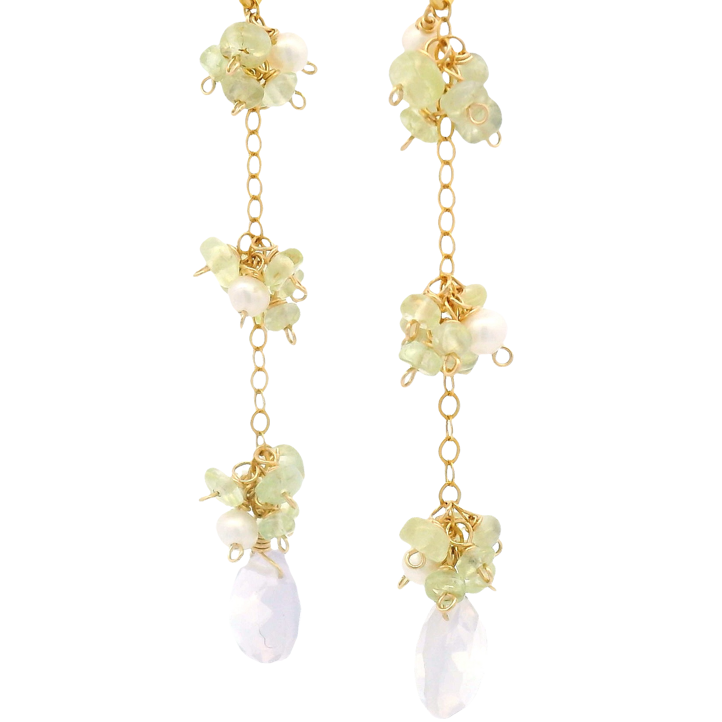 Pearl, Chrysoberyl, Lavender Amethyst Drop Earrings